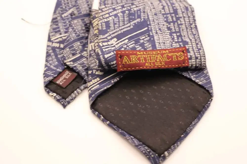 Museum Artifacts Stock Market Financial Data Print Silk Necktie